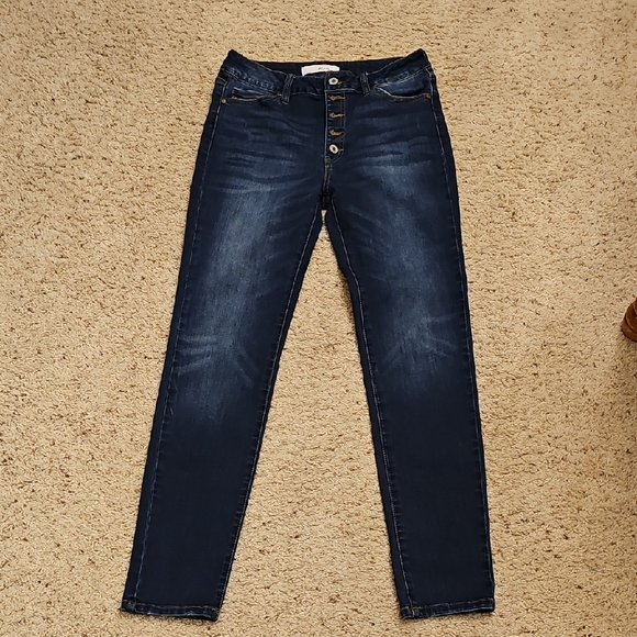 💙Kancan Dark Blue Button Fly Women's Jeans - Picture 1 of 9